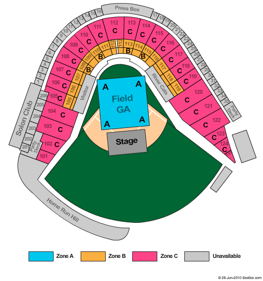 Sutter Health Park End Stage Zone Seating Chart